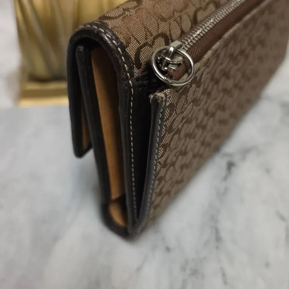 Vintage Coach brown signature C jacquard canvas wallet with checkbook insert